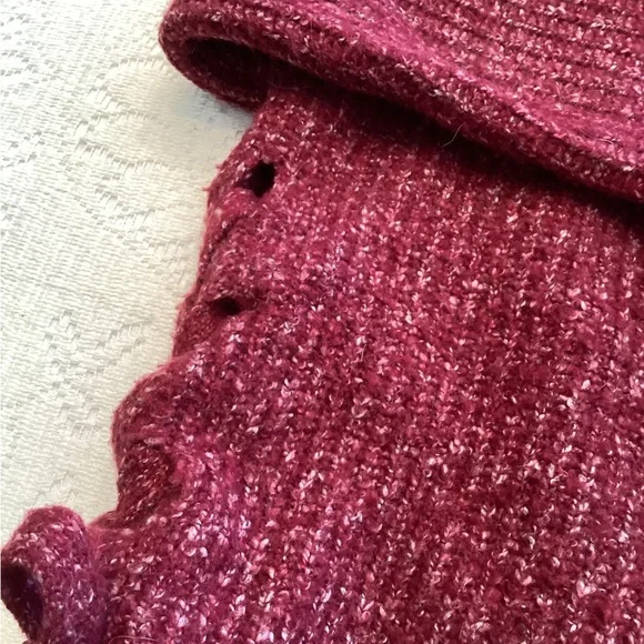 John + Jenn Heather Wine Sweater with Lacings - Picture 3 of 6